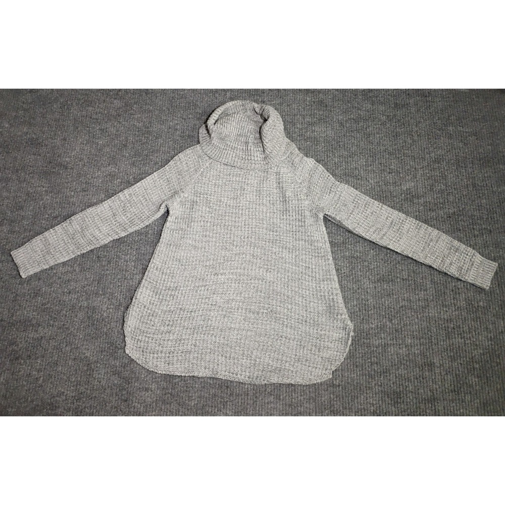 It's Our Time Women's Gray Waffle-Knit Cowl Neck Gray Sweater Size Small